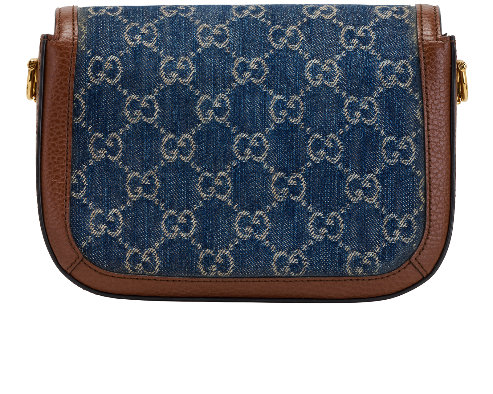 Horsebit 1955 Small Crossbody, &pound;950, Handbags, Blue/Brown, Denim/Leather, Back view